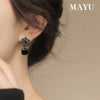 Korean Design Jewelry Premium Black Camellia Square Pendant Earrings Elegant Women's Party Accessories