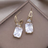 Korean Jewelry 14K Gold Plated  Square Zircon Pendant Earrings Elegant Women's Wedding Party Accessories