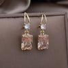 Korean Jewelry 14K Gold Plated  Square Zircon Pendant Earrings Elegant Women's Wedding Party Accessories
