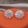 Korean Jewelry 14K Gold Plating  Copper Set Zircon Round Star Earrings Elegant Women's Daily Work Accessories