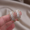 Korean Jewelry 14K Gold Plating  Multilayer Zircon Geometric Earrings Elegant Women's Daily Work Accessories