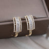 Korean Jewelry 14K Gold Plating  Multilayer Zircon Geometric Earrings Elegant Women's Daily Work Accessories