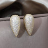 Korean Jewelry 14K Gold plated Copper Zircon Water Drop Full Zircon Earrings  Women's Prom Party Accessories