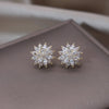 Korean Jewelry 14K Gold plated Double layer Flower zircon Earrings Simple Elegant Women's Daily Work Accessories