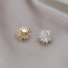 Korean Jewelry 14K Gold plated Double layer Flower zircon Earrings Simple Elegant Women's Daily Work Accessories