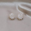 Korean Jewelry 14K Gold plated Double layer Flower zircon Earrings Simple Elegant Women's Daily Work Accessories
