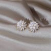 Korean Jewelry 14K Gold plated Double layer Flower zircon Earrings Simple Elegant Women's Daily Work Accessories
