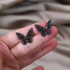 Korean Jewelry  Black Zircon Small Edition Butterfly Ring Earrings Elegant Women's Prom Party Accessories