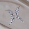 Korean Jewelry  Copper Set Zircon Irregular Long Tassel Earrings Elegant Women's Wedding Party Accessories