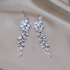 Korean Jewelry  Copper Set Zircon Irregular Long Tassel Earrings Elegant Women's Wedding Party Accessories