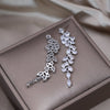 Korean Jewelry  Copper Set Zircon Irregular Long Tassel Earrings Elegant Women's Wedding Party Accessories