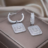 Korean Jewelry  Full Zircon Silver Color Square Pendant Earrings Elegant Women's Wedding Party Accessories