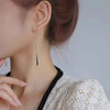 Korean Jewelry Simple Water Long Black acrylic Pendant Earrings Elegant Women's Long Thin Shower Party Accessories