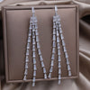Korean Jewelry14K gold plated  Black Zircon Three layer Long Tassel Earrings Elegant Women's Party Accessories