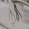 Korean Jewelry14K gold plated  Black Zircon Three layer Long Tassel Earrings Elegant Women's Party Accessories