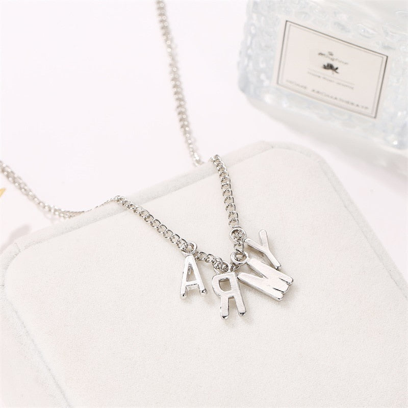 Korean Pop Simple Alloy Letters Army Clavicle Chain Necklace For Women Vintage Metal Pendant Jewelry