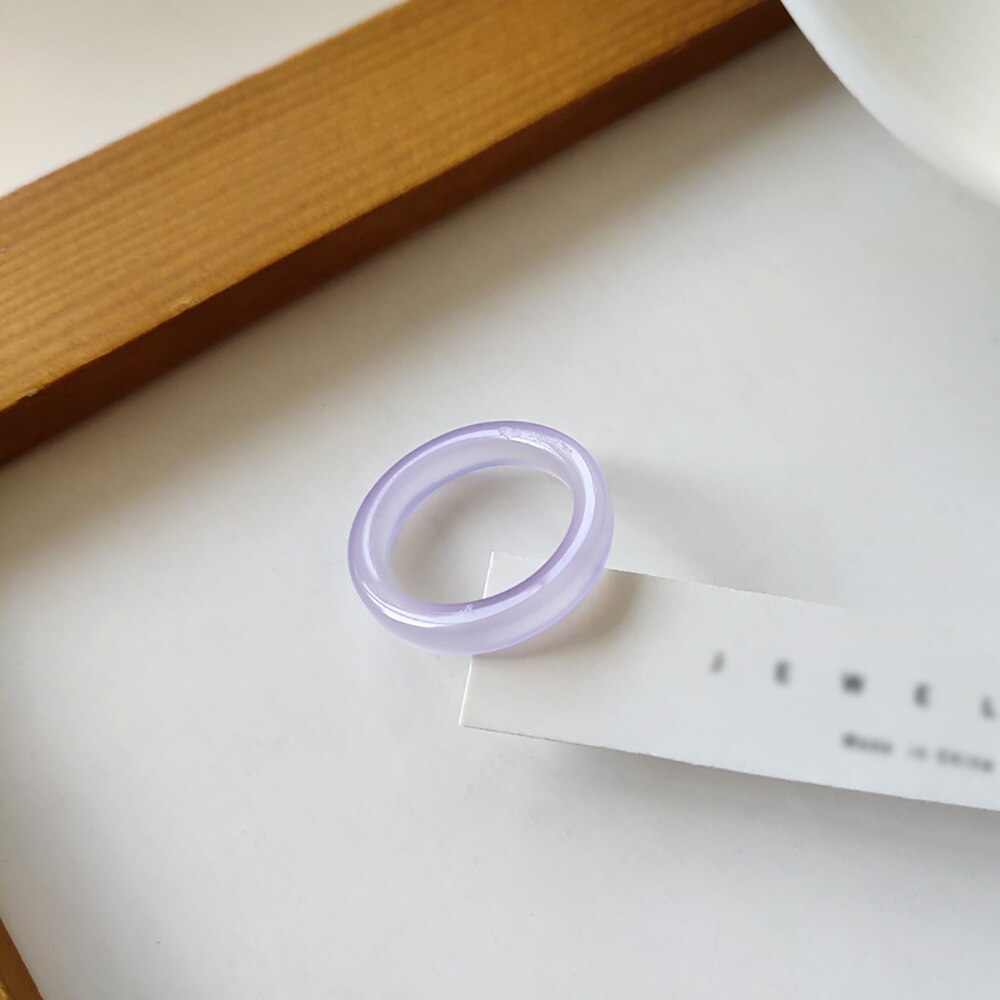 Korean Retro Geometric Color Fruit Ring Korean Version Of INS Wind Transparent Ring Girl Candy Color Fruit Ring