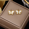 Korean Shell Butterfly Stud Earrings Jewelry Small Fresh Sweet Earing For Woman Cute Elegant Lovely Gifts Fashion