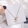 Korean Shell Stone Crystal Love Arrow Necklace Woman Exquisite Wild Short Clavicle Chain Anniversary Gifts Jewelry