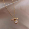 Korean Shell Stone Crystal Love Arrow Necklace Woman Exquisite Wild Short Clavicle Chain Anniversary Gifts Jewelry