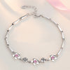 Korean Simple Version Cherry Petals Powder Pink Crystal women's Bracelet Trendy Zircon 925 Sterling Silver Jewelry Flowers Style