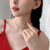 Korean Simple Women Pearl Clavicle Necklaces  Natural freshwater pearl Clavicle necklace round buckle exquisite pearls jewelr