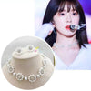 Korean Star Same Necklace Earrings Pearl Disc Flower Sweet Lady Style Necklace