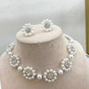 Korean Star Same Necklace Earrings Pearl Disc Flower Sweet Lady Style Necklace