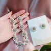 Korean Star Same Necklace Earrings Pearl Disc Flower Sweet Lady Style Necklace