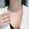 Korean Style Butterfly Choker Necklace Jewelry Women Vintage Pearl Collares French Romantic Multilayer Bowknot Clavicle Chain