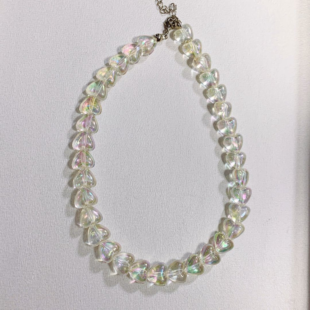 Korean Style Heart-shaped Girl Colorful Acrylic Beaded Necklace Temperament Clavicle Chain