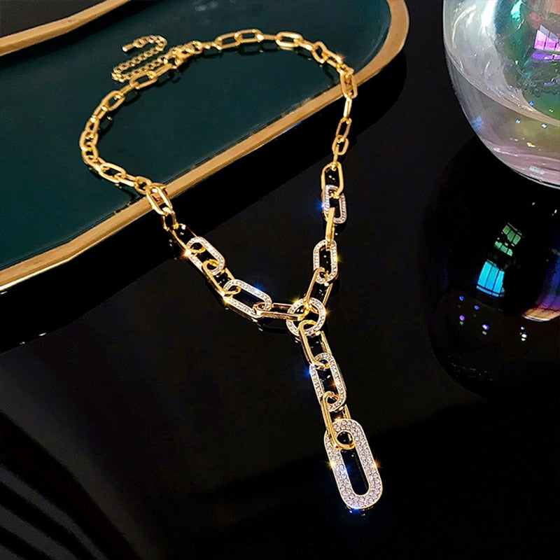 Korean Style Metal Chain Around the Neck Design Personality Hip-Hop Clavicle Chain Exaggeration Necklaces Jewelry Gothic