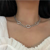 Korean Style Neck Chain with Exaggerated Circle Trendy Ladies Zirconia Choker Necklace for Women Exquisite Hip Hop Jewelry
