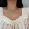 Korean Style Neck Chain with Exaggerated Circle Trendy Ladies Zirconia Choker Necklace for Women Exquisite Hip Hop Jewelry