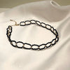 Korean Style Niche Black Gold Tone Necklaces For Women Vintage Irregular Bohemian Clavicle Chain Elegant Charm Jewelry