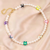 Korean Trendy Simulated Pearl Choker Necklace For Women Bohemian Colorful Handmde Face Bead Collar Random Color Jewelry 2021