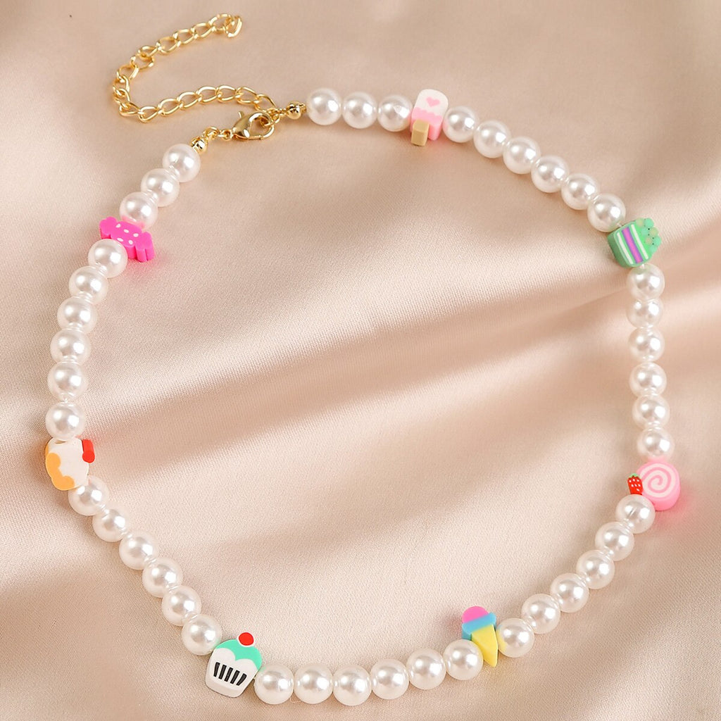 Korean Trendy Simulated Pearl Choker Necklace For Women Bohemian Colorful Handmde Face Bead Collar Random Color Jewelry 2021