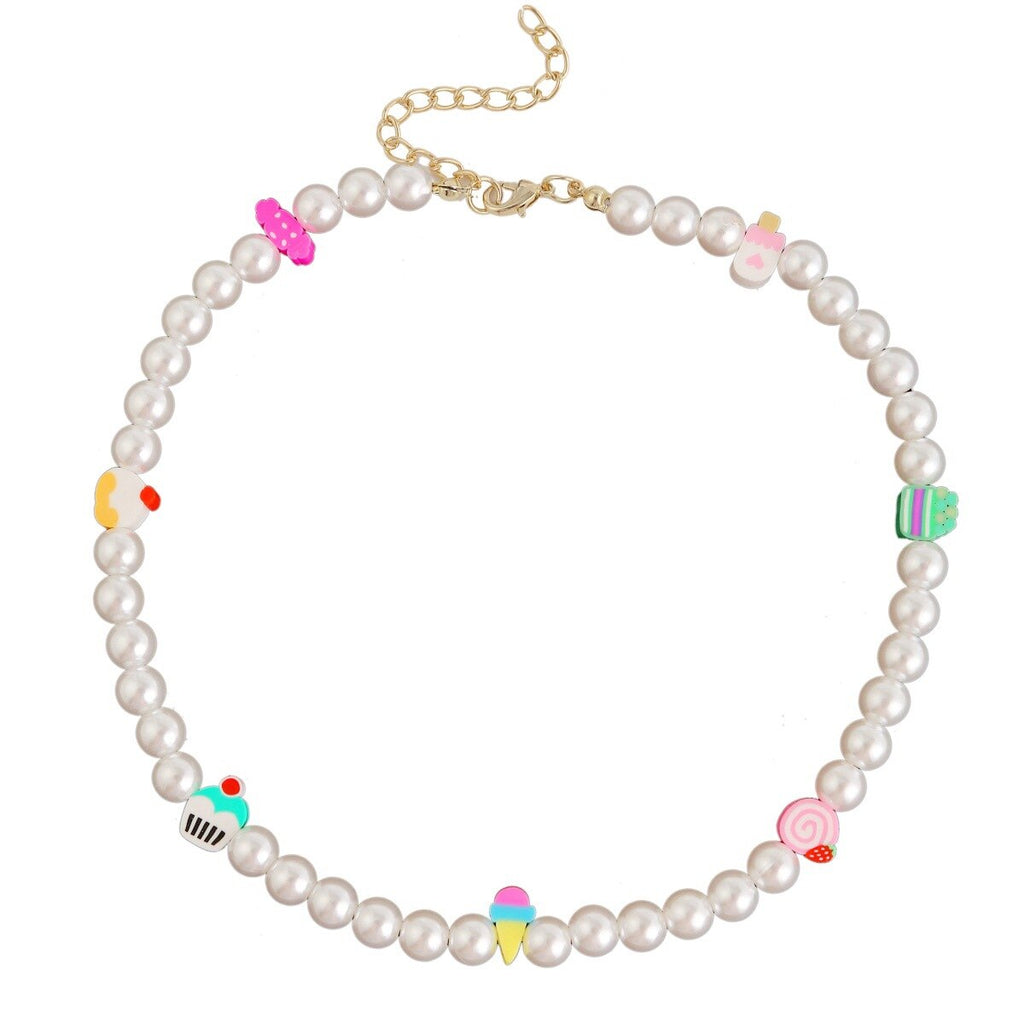 Korean Trendy Simulated Pearl Choker Necklace For Women Bohemian Colorful Handmde Face Bead Collar Random Color Jewelry 2021