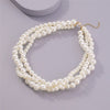 Korean Version Simple Multi Layer Pearl Necklace Of Female Stacking Temperament Retro Exaggerated Clavicle Chain Jewelry