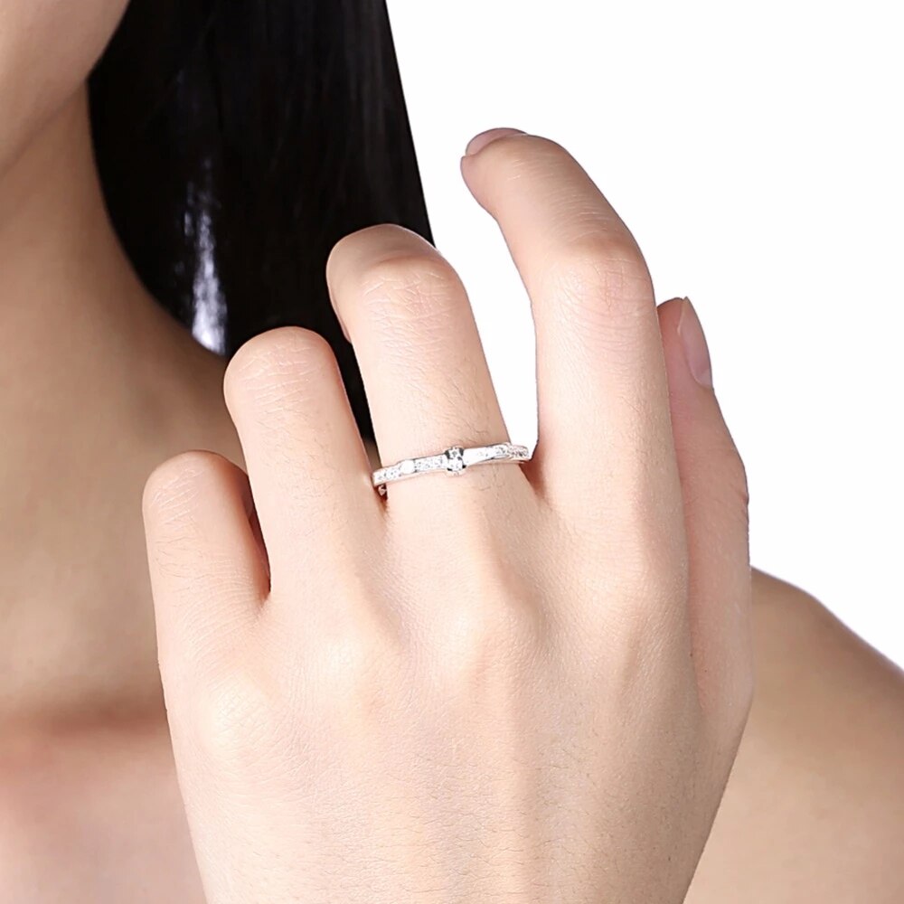 Korean 925 Stamped Silver fine Bowknot crystal Rings For Women size 6/7/8/9  Party Gifts wedding diamond Jewelry