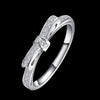 Korean 925 Stamped Silver fine Bowknot crystal Rings For Women size 6/7/8/9  Party Gifts wedding diamond Jewelry