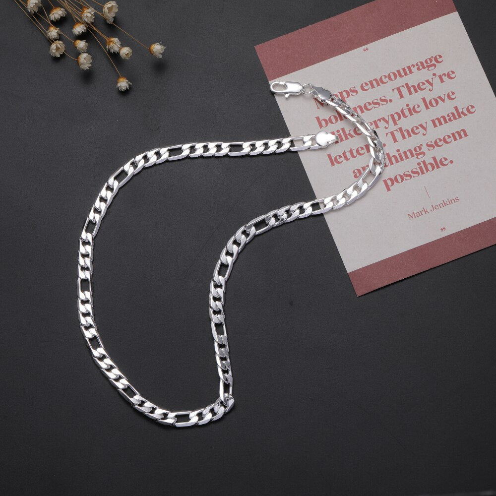 Korean 925 Stamped Silver men 8MM flat geometry chain Necklace for woman party wedding accessories gift classic Jewelry