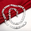 Korean 925 Stamped Silver men 8MM flat geometry chain Necklace for woman party wedding accessories gift classic Jewelry