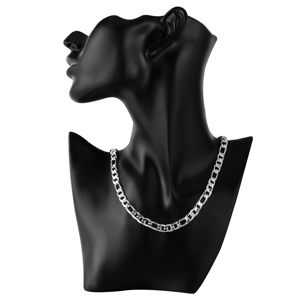 Korean 925 Stamped Silver men 8MM flat geometry chain Necklace for woman party wedding accessories gift classic Jewelry