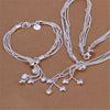 Korean 925 Sterling Silver romantic tassels heart Bracelets necklace for Women Gift Party wedding Jewelry set