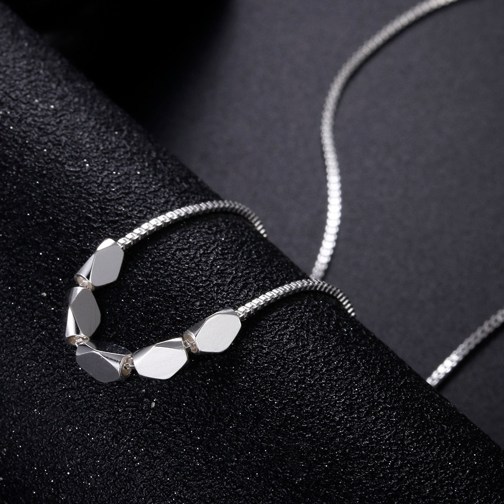 Korean 925 sterling Silver box chain bracelets neckalce for women Party wedding accessories jewelry sets Couple gifts