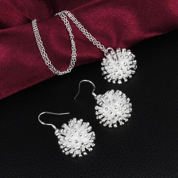 Korean Fireworks Pendant necklace earring 925 Sterling Silver Jewelry set for women streetwear Party wedding Gifts