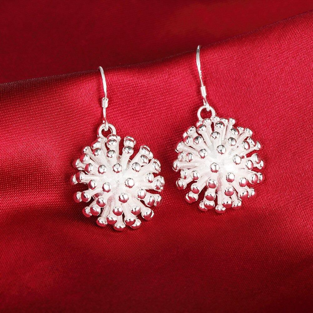 Korean Fireworks Pendant necklace earring 925 Sterling Silver Jewelry set for women streetwear Party wedding Gifts