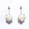 Korean jewelry elegant hand woven pearl earrings white three-dimensional round flower earrings for women