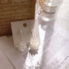 Korean jewelry elegant hand woven pearl earrings white three-dimensional round flower earrings for women